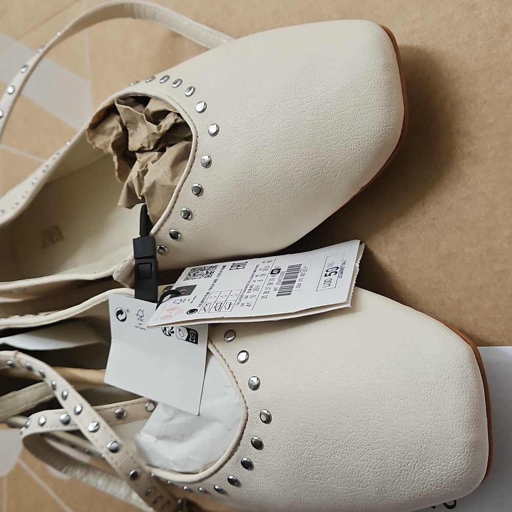 Sz 8, 9 Zara Studded Ankle Strap Ballet Flats New - Picture 3 of 10
